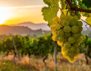シャインマスカットの農場と朝焼け