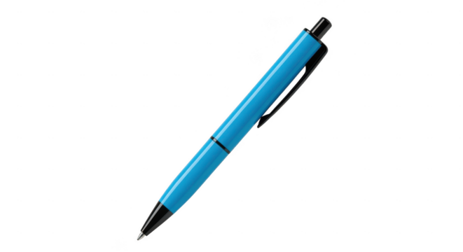 Blue ballpoint pen isolated on transparent background