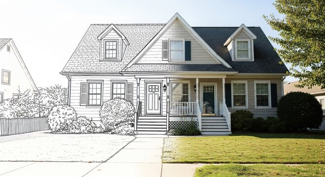 Home design transition from sketch to reality