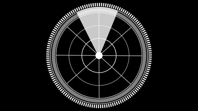 A radar Animation video on black background.Simple Radar Scanning Navigation ,Abstract glowing radar screen
