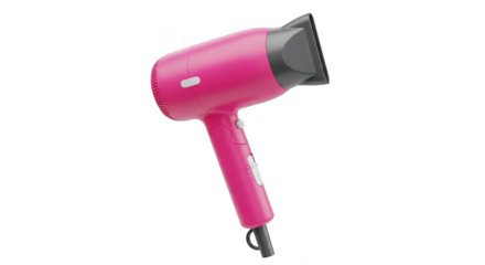 Pink handheld hair dryer isolated on transparent background