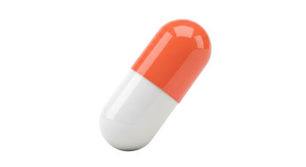 Orange and white capsule isolated on transparent background
