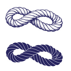 Hand drawn nautical rope symbol in an infinity shape graphic design element