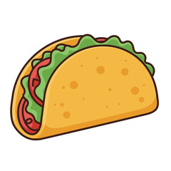Cartoon Taco Vector Illustration with Lettuce and Tomato