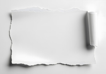 White Torn Paper Texture on White Background
