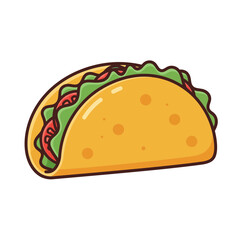Cartoon Taco Vector Illustration with Lettuce and Tomato