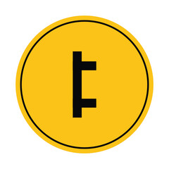 Obraz premium Simple Minimalist Symbol in Yellow Circle Featuring Black Design Element