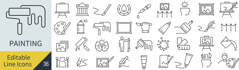 線の編集ができるペイントに関するアイコンセット（アウトライン化していない）
