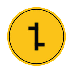 Obraz premium Circular Warning Sign with Black Symbol on Bold Yellow Background