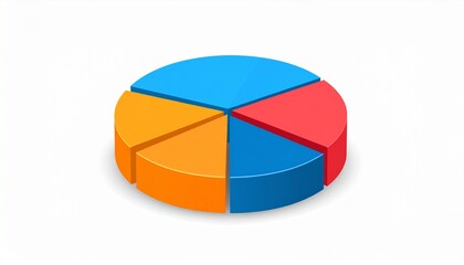 Obraz premium Dynamic 3D Pie Chart A vibrant, three-dimensional pie chart with four distinct segments, representing comprehensive business data and financial statistics in a modern graphic style.