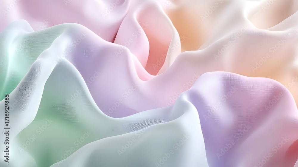 Poster smooth, flowing fabric in a soft, pastel ombre displays a subtle color gradient.