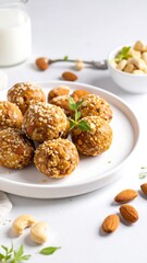 Healthy energy balls on a plate