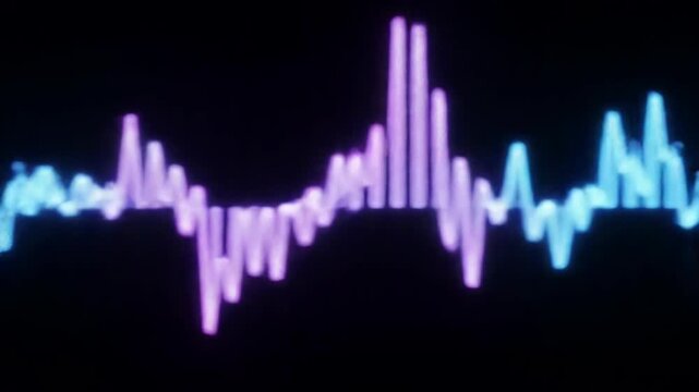 Audio Waveform Visualization Neon Pulse on Black Background