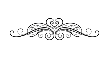 Ornate, decorative divider with flowing swirls and a heart-shaped center.