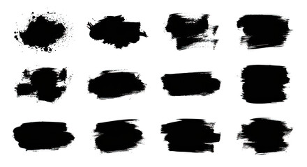 Collection of twelve distressed grunge frames isolated on transparent background