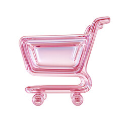Pink Glass Shopping Cart Icon, Online Retail, Ecommerce
