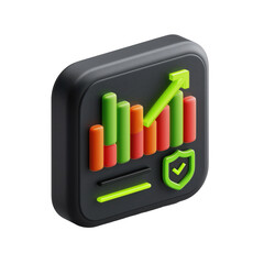 3D App Icon: Secure Growth Chart, Upward Trend
