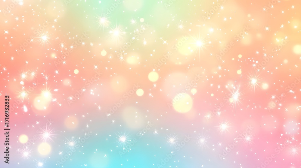 Poster a gentle, pastel-hued backdrop features a multitude of shimmering sparkles and soft bokeh circles, c