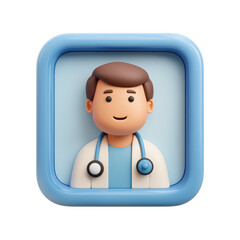 Smiling Doctor Avatar Icon: Healthcare App Design
