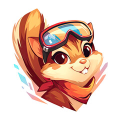 Cute and cool squirrel cartoon wearing glasses
