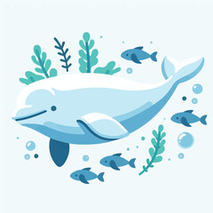 Obraz premium water, animal, mammal, nature, wildlife, marine, ocean, sea, whale, beluga, underwater, beluga whale, wild, white, arctic, life, aquatic, swimming, beautiful, dolphin, swim, background, friendly, aqua