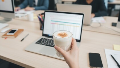 Coffee break meeting office workspace digital content modern environment