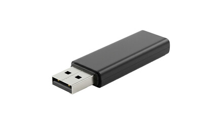 Black usb flash drive on a white background