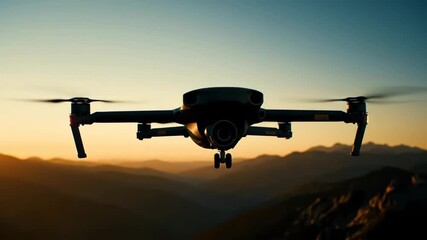 Drone Flight at Sunset Aerial View