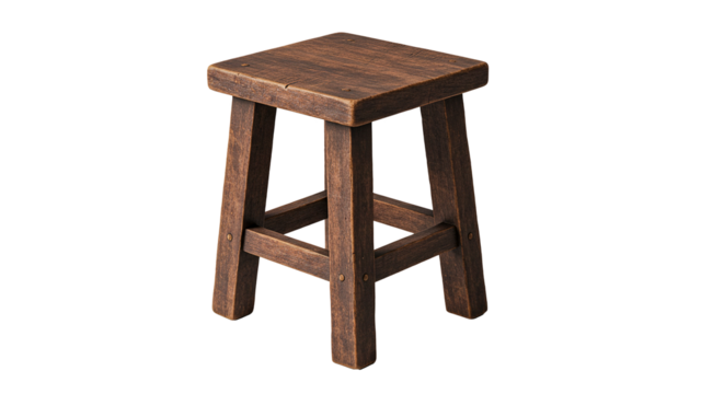 Rustic wooden bar stool with textured surface