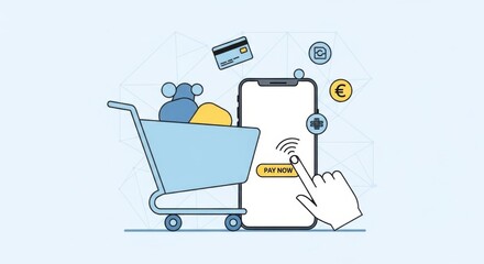 Effortless online shopping with digital payment and mobile device technology ease