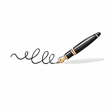 Stylo plume, &eacute;criture, fond blanc