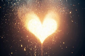 Fiery explosion of passion forming a luminous heart shape with glowing particles and stardust - Powered by Adobe