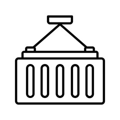 Simple container icon illustrating a cargo shipping box or storage unit in clean vector style. Minimalist outline design ideal for logistics, freight transport, warehouse management, delivery service,