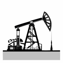 Derrick pétrolier, forage pétrolier, illustration, noir et blanc