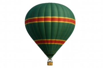 Hot air balloon floating in the air, offering a sense of exploration and leisure. Isolated object with a transparent background