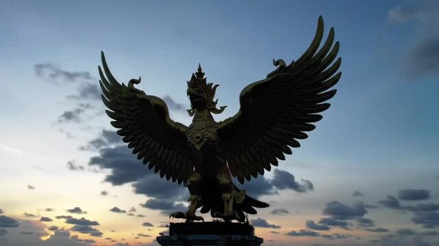Garuda Wisnu Kencana A Majestic Sculpture at Sunset