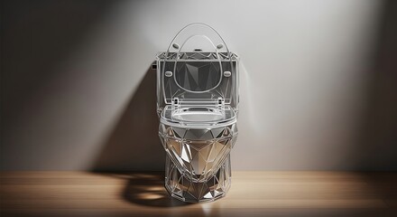 Transparent Toilet Bowl, Modern Minimalist Design, Studio Shot.