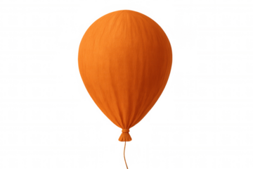 Orange fabric balloon on transparent background, textured festive party element symbolizing celebration, joy, and playful freedom