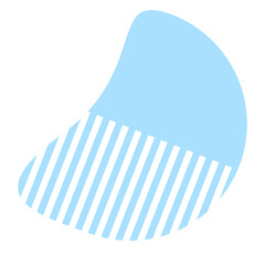 A simple, abstract, minimalist aesthetic, flat graphic and irregular curved shape is divided into two sections: a light blue top and a bottom filled with diagonal and stripes