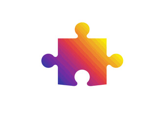 Colorful Puzzle Piece with Gradient Design on White Background.
