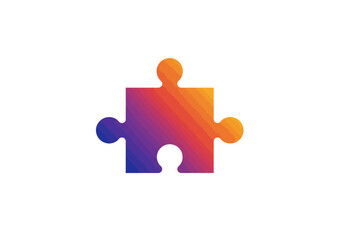 Gradient Puzzle Piece Colorful Connection and Integration Concept.
