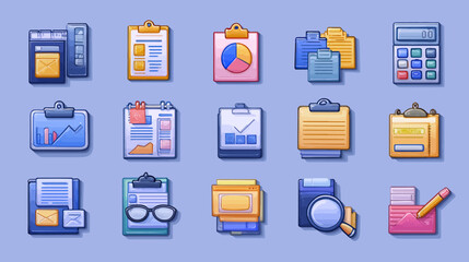 Collection of Colorful Business and Finance Icons.