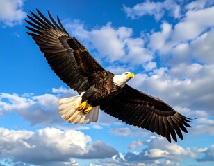 Obraz premium Majestic eagle soaring through a vibrant sky (1)