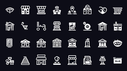 Collection of Minimalist Building and Store Icons.