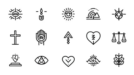 Fototapeta premium Collection of minimalist religious and spiritual symbols.