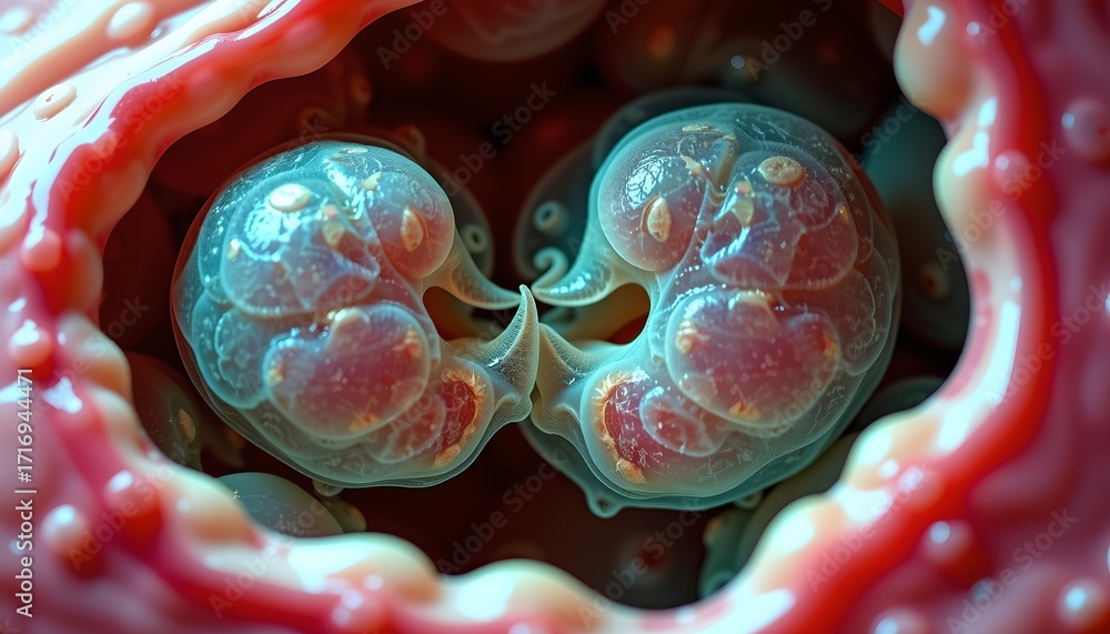 Poster close-up of a unique and intricate biological structure, possibly a developing organ or cell cluster