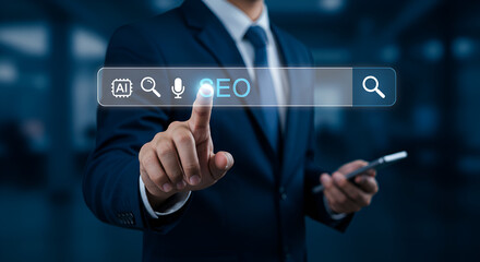 Search engine optimization and strategy, online marketing management and SEO, business concept in the digital age