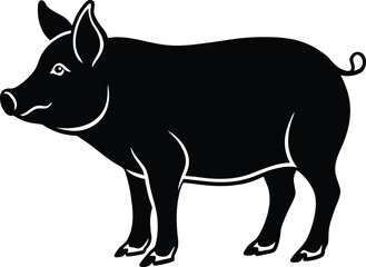 Fototapeta premium Pig animal silhouette. Vector image on white background.