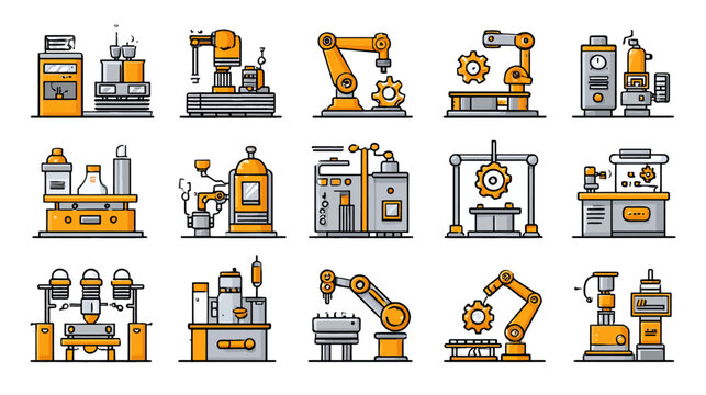 Industrial Automation Robotic Machines Manufacturing Process.