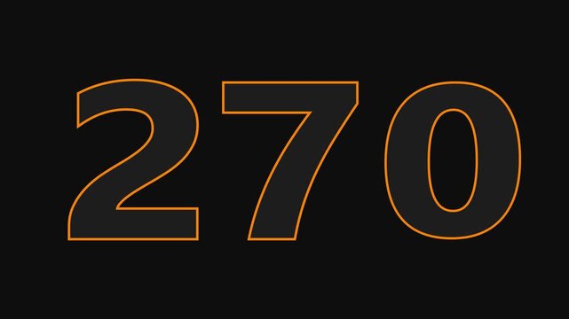 270 number countdown icon on black background 4k animation.	
